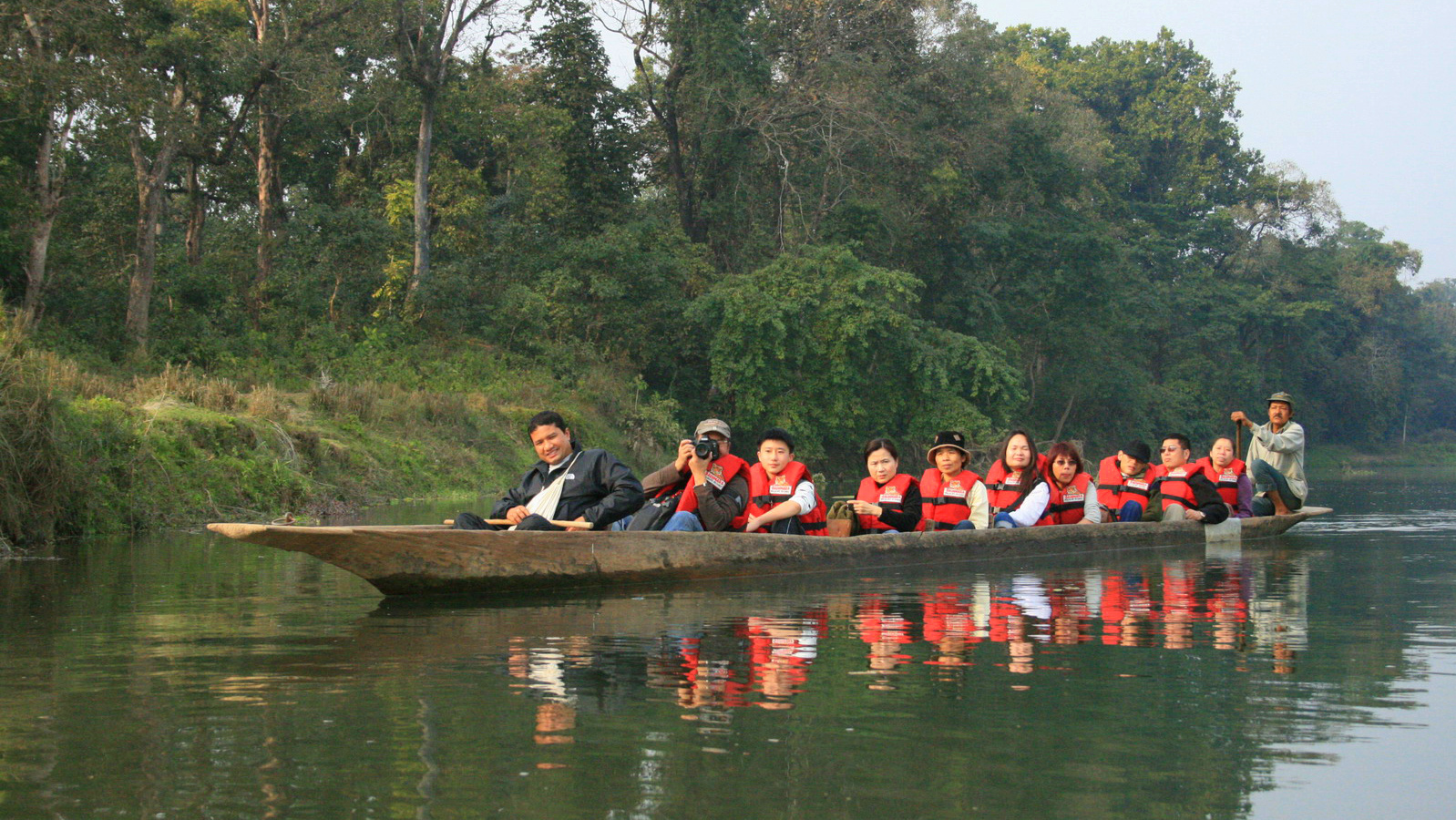 Canoeing in rapti river in Nepal