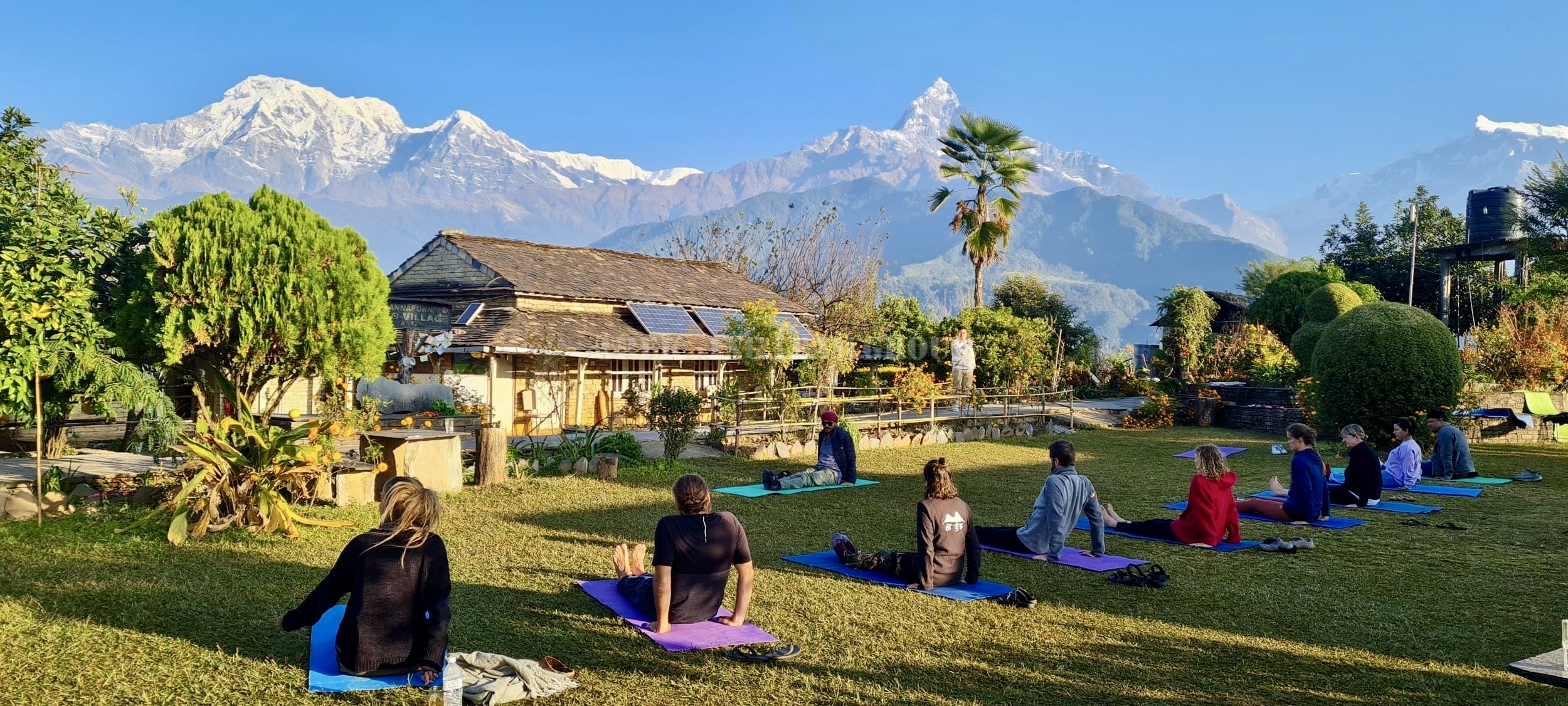 Yoga Wellness Retreat Trips Nepal Trekking Team Group Banner