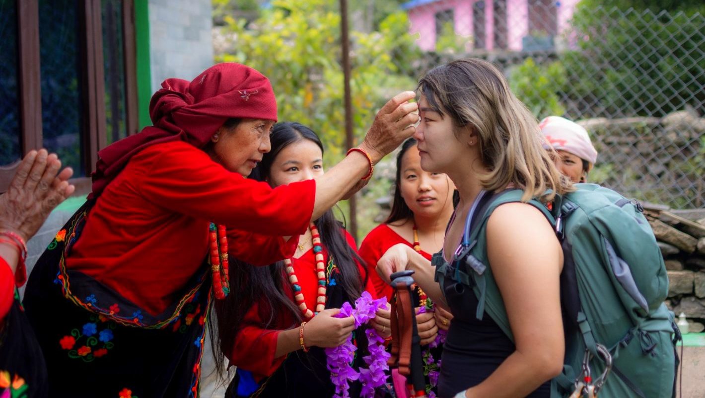 Nepali people with female traveler