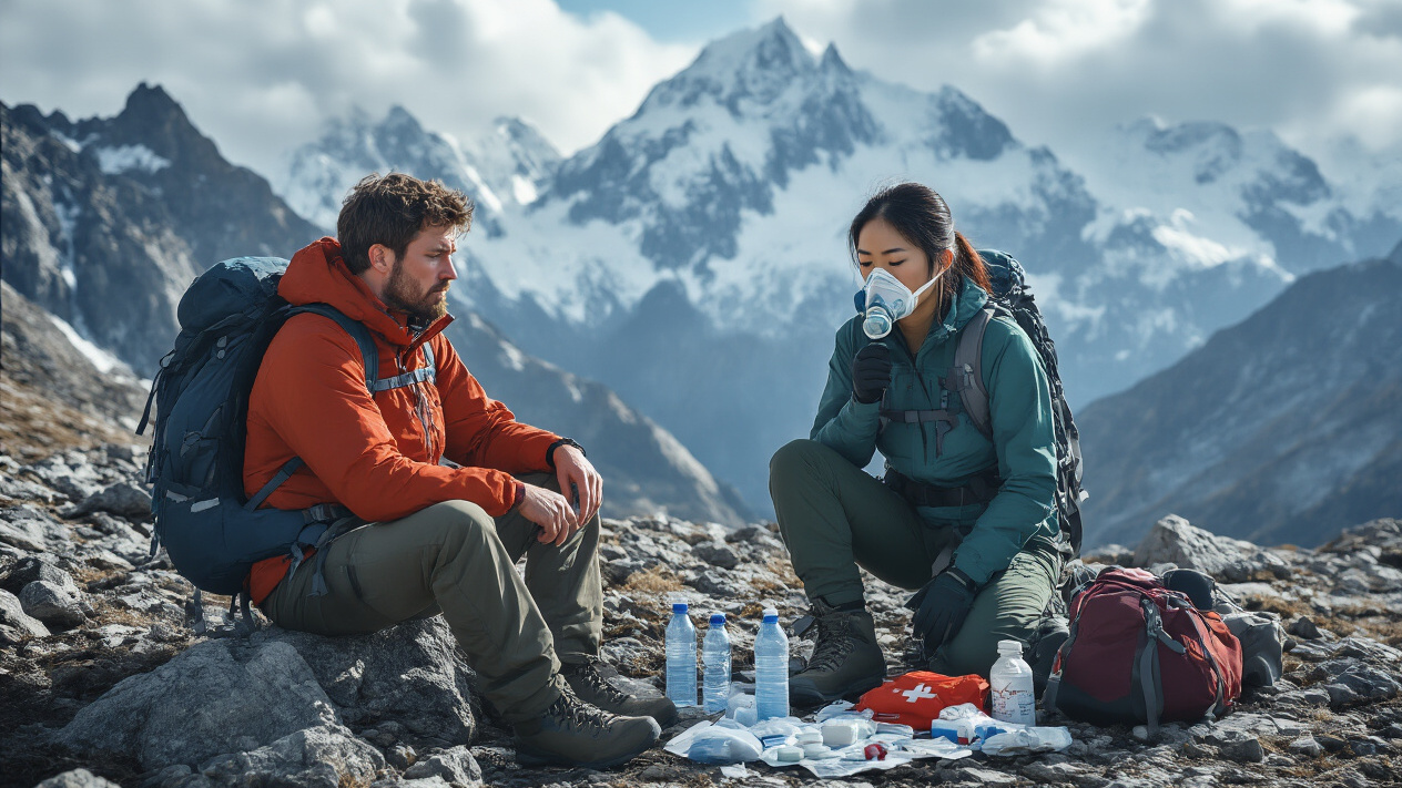 Resting during the trek