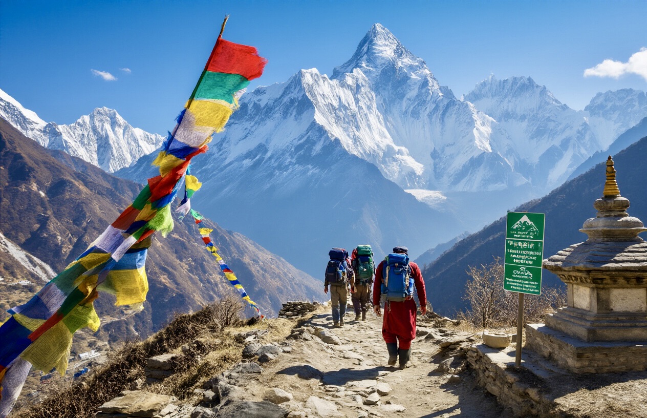 Everest Base Camp Trek Helicopter Return Map and Altitude Chart 7