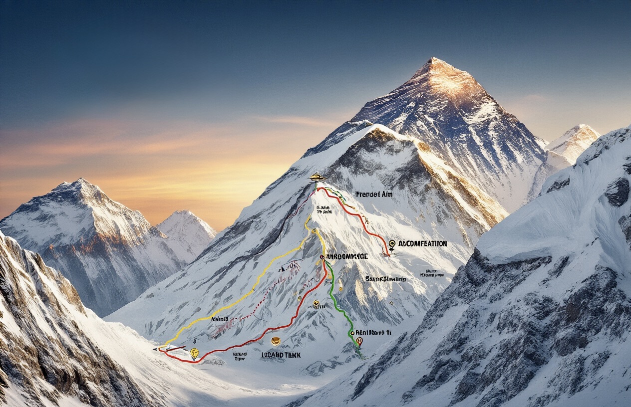 Luxury Everest Trek Map and Altitude Chart 1