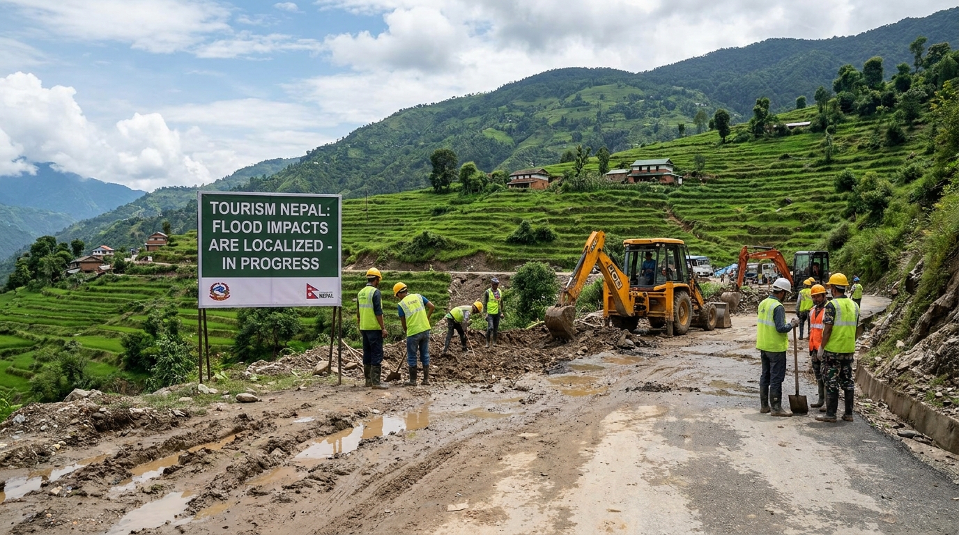 Workers clearing flood road debris 202609060908