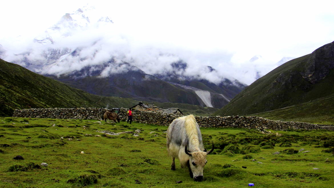 Everest region in monsoon season