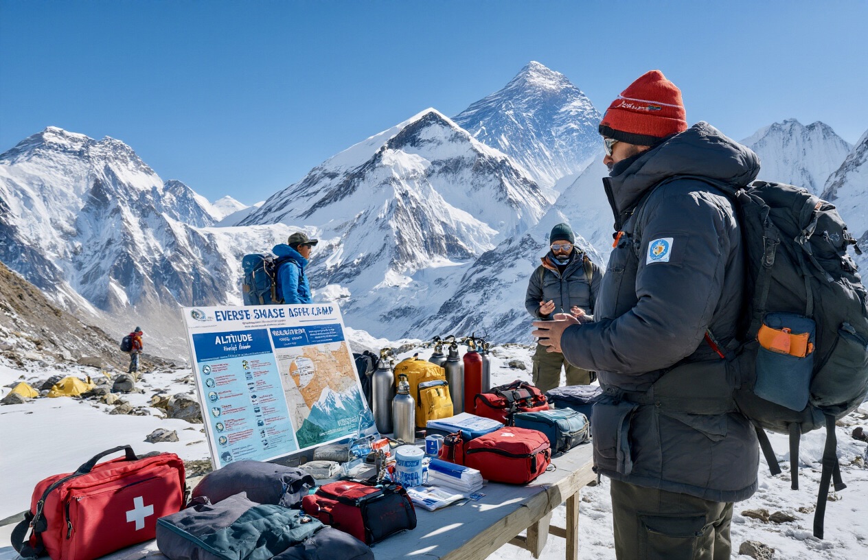 Everest Base Camp Trek Helicopter Return Map and Altitude Chart 9