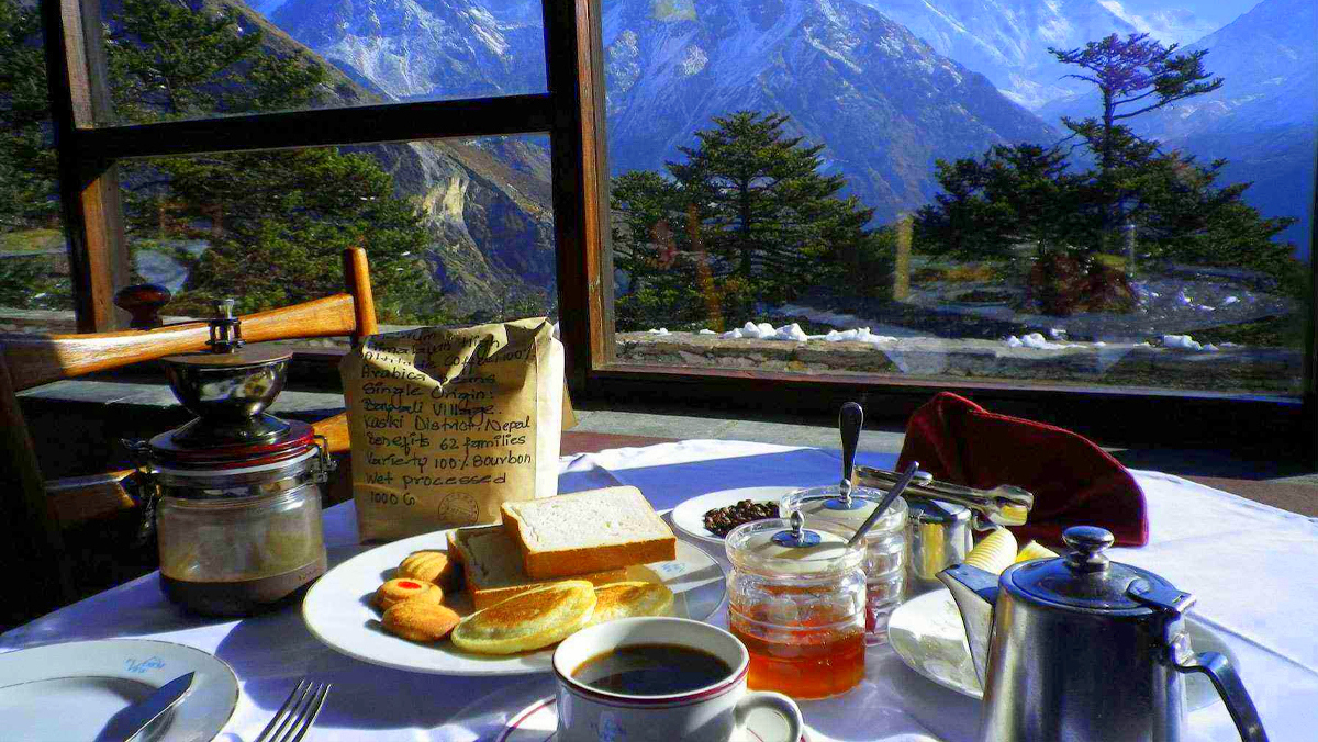 Breakfast in teahouse